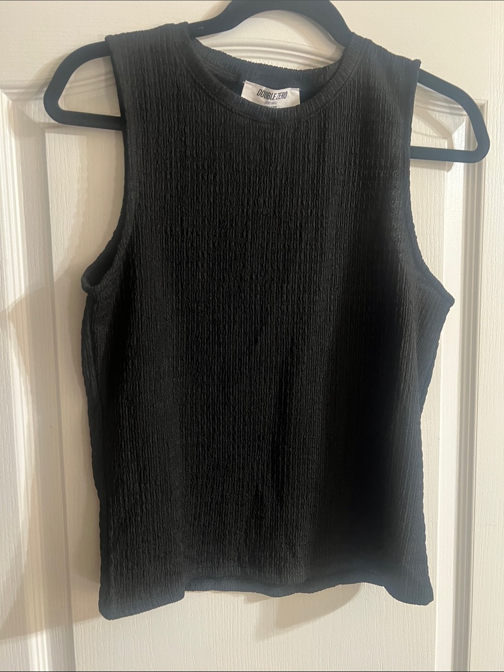 Double Zero Black Textured Ribbed Tank